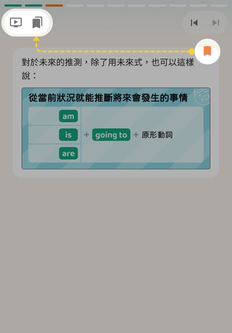 如何使用書籤功能 (圖：Seymour 課程介面)